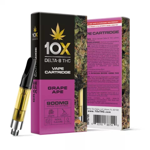 900mg D8 Vape Cart - Grape Ape - Indica - 1ml - 10X Best Price