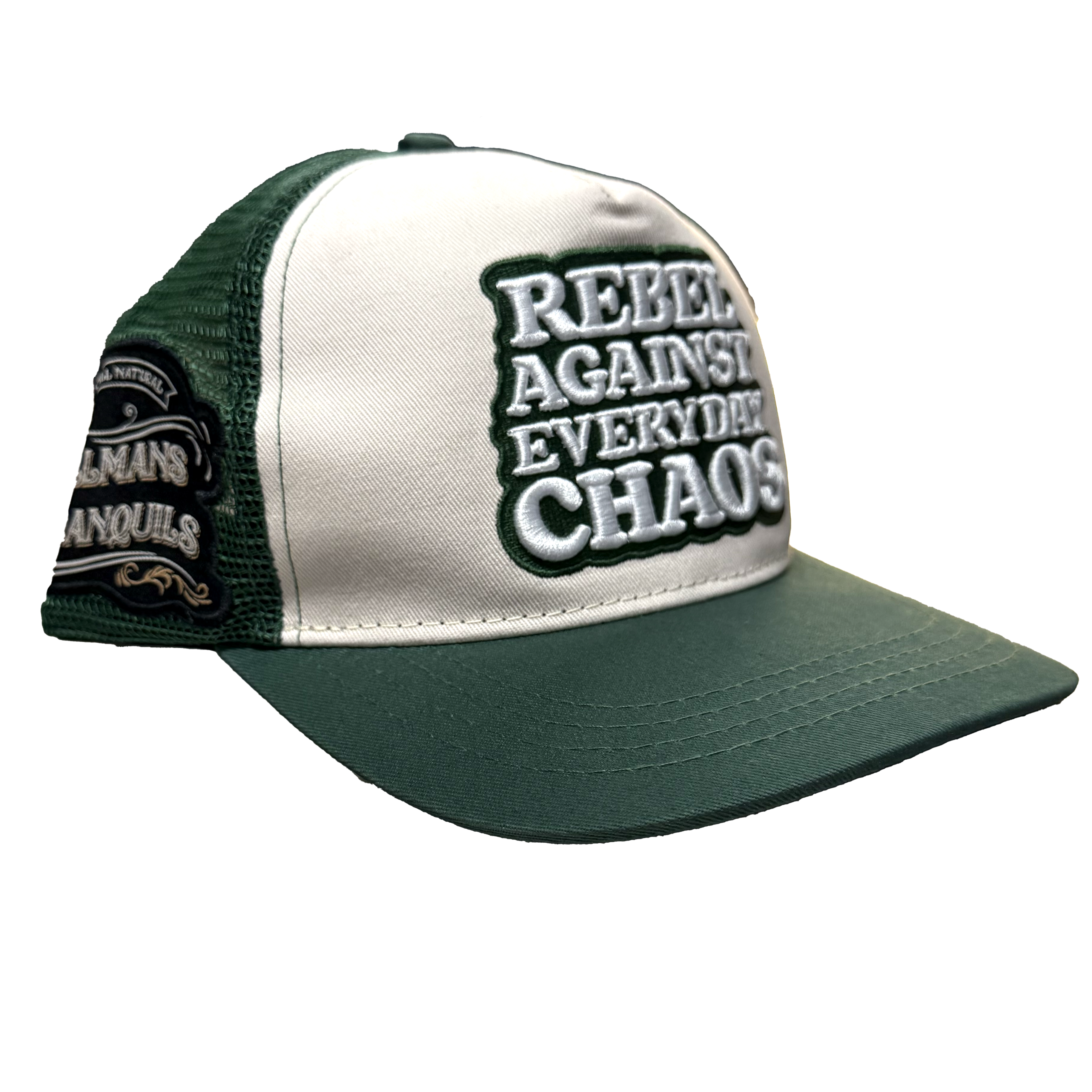 Tillmans Tranquils Green & Tan Trucker Hat – "Rebel Against Everyday Chaos"