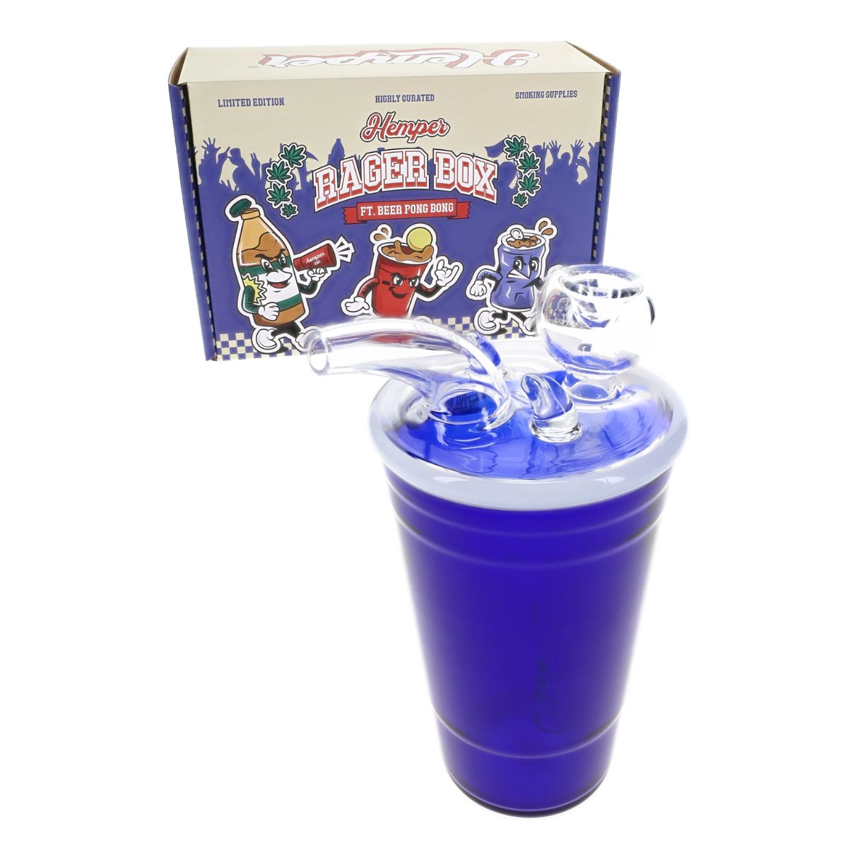 Hemper Blue Beer Pong 5mm Thick Glass Bong