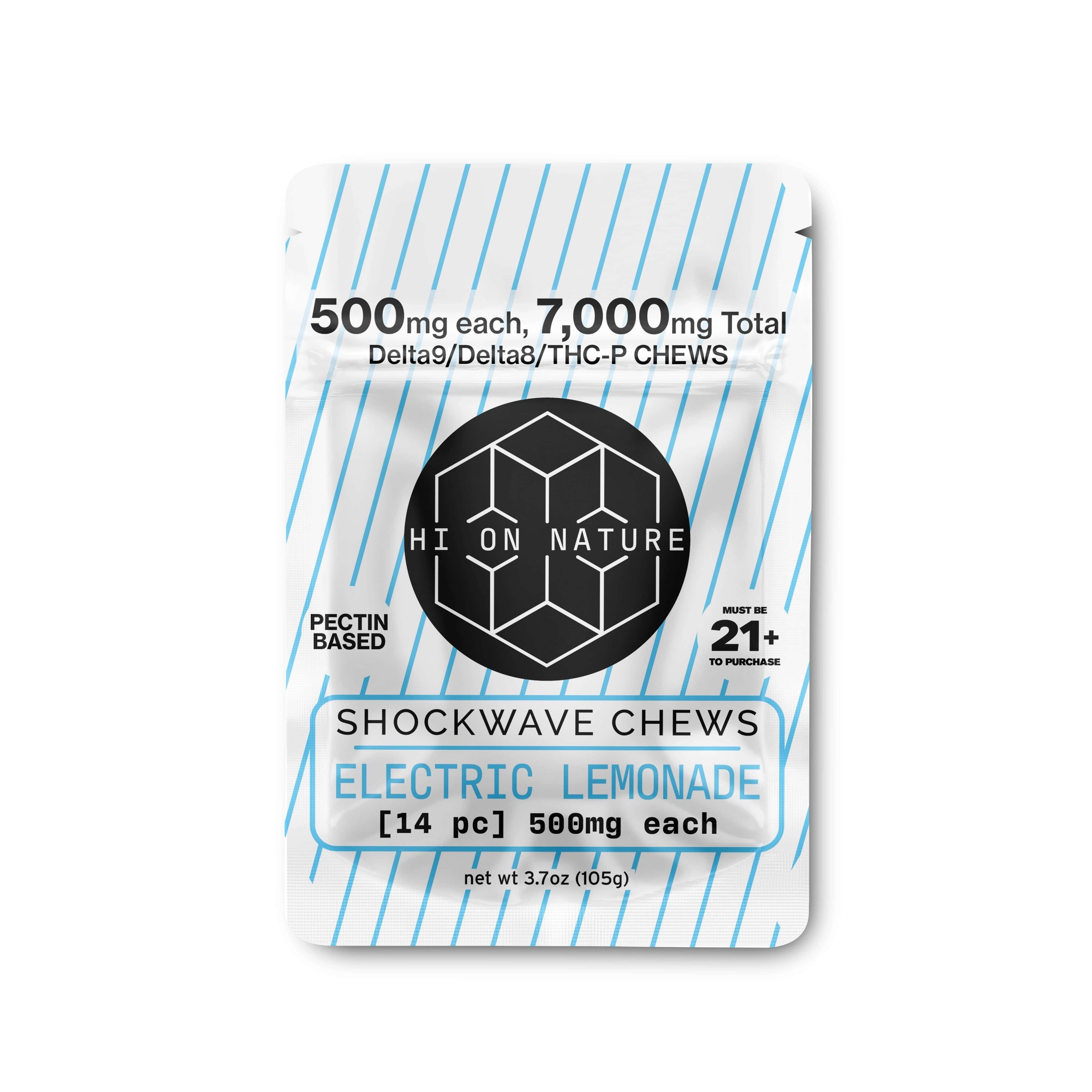 Hi On Nature 7000mg D9/D8/P Shockwave Chews - Pectin Based Infused Hemp Extract Edibles