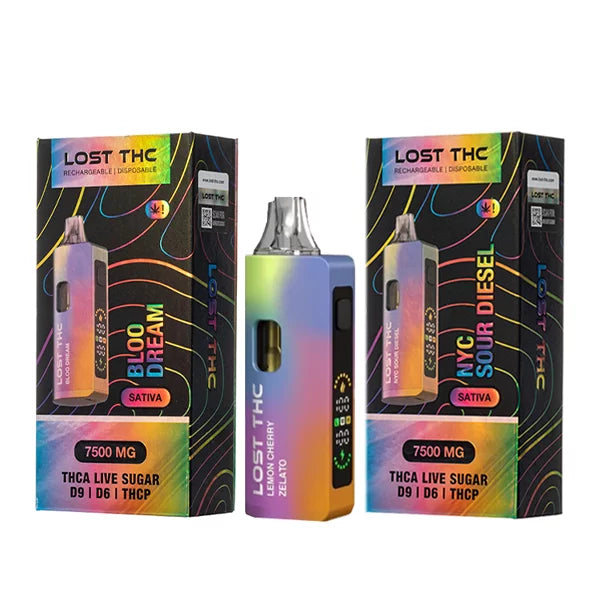 Lost THC D9+D6+THCP+THCA Live Sugar Rechargeable Disposable 7500 MG Rainbow Edition