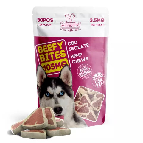 CBD Dog Treats - Beefy Bites - 105mg - MediPets Best Price