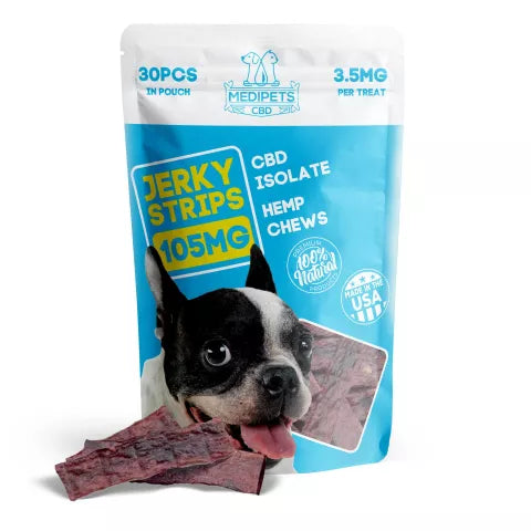 CBD Dog Treats - Jerky Strips - 105mg - MediPets Best Price