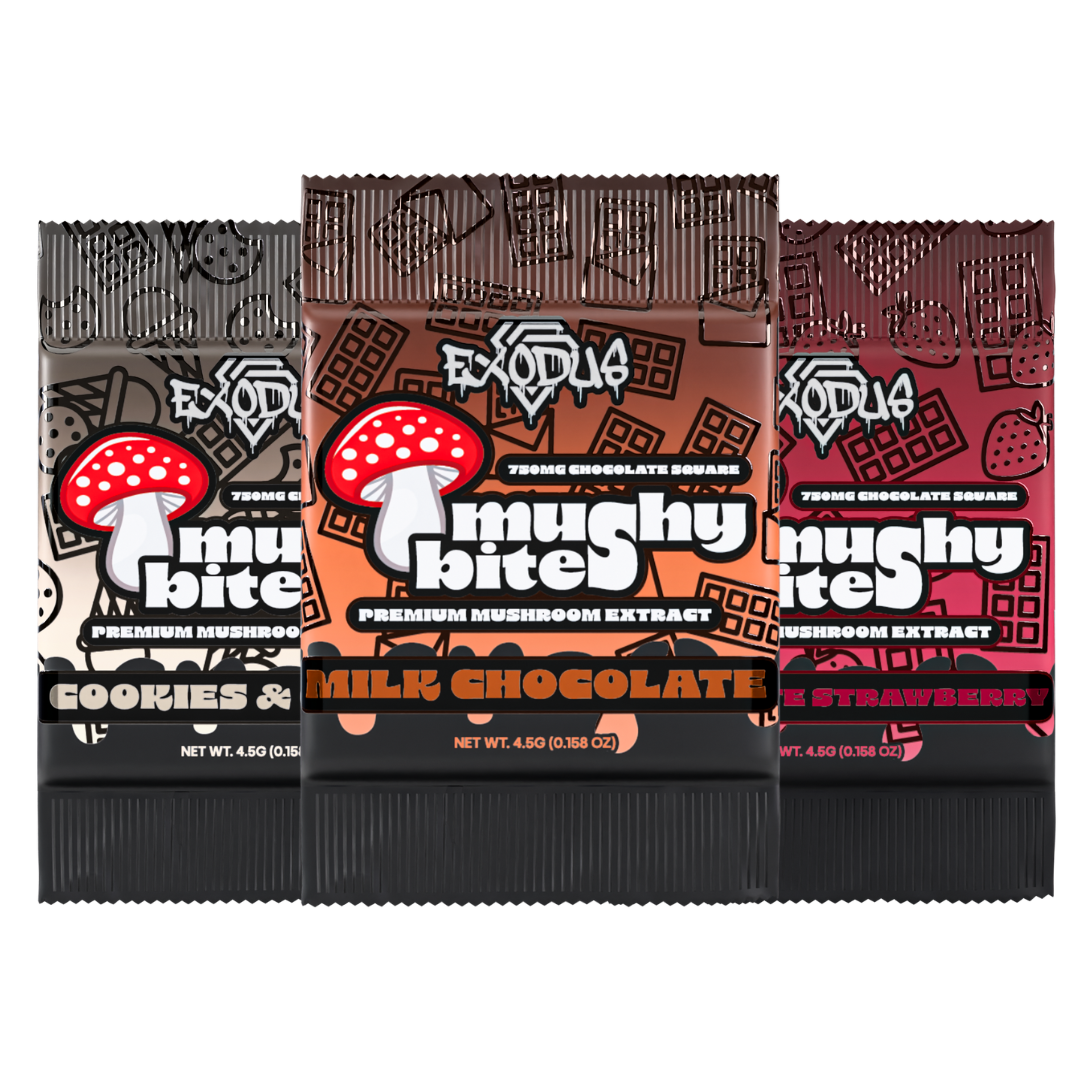 Exodus Mushy Bites Mushroom Chocolate Squares – 750mg