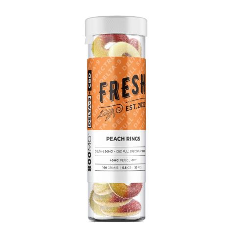 Peach Rings Gummies - Delta-9, CBD Blend - 800MG - Fresh Best Price