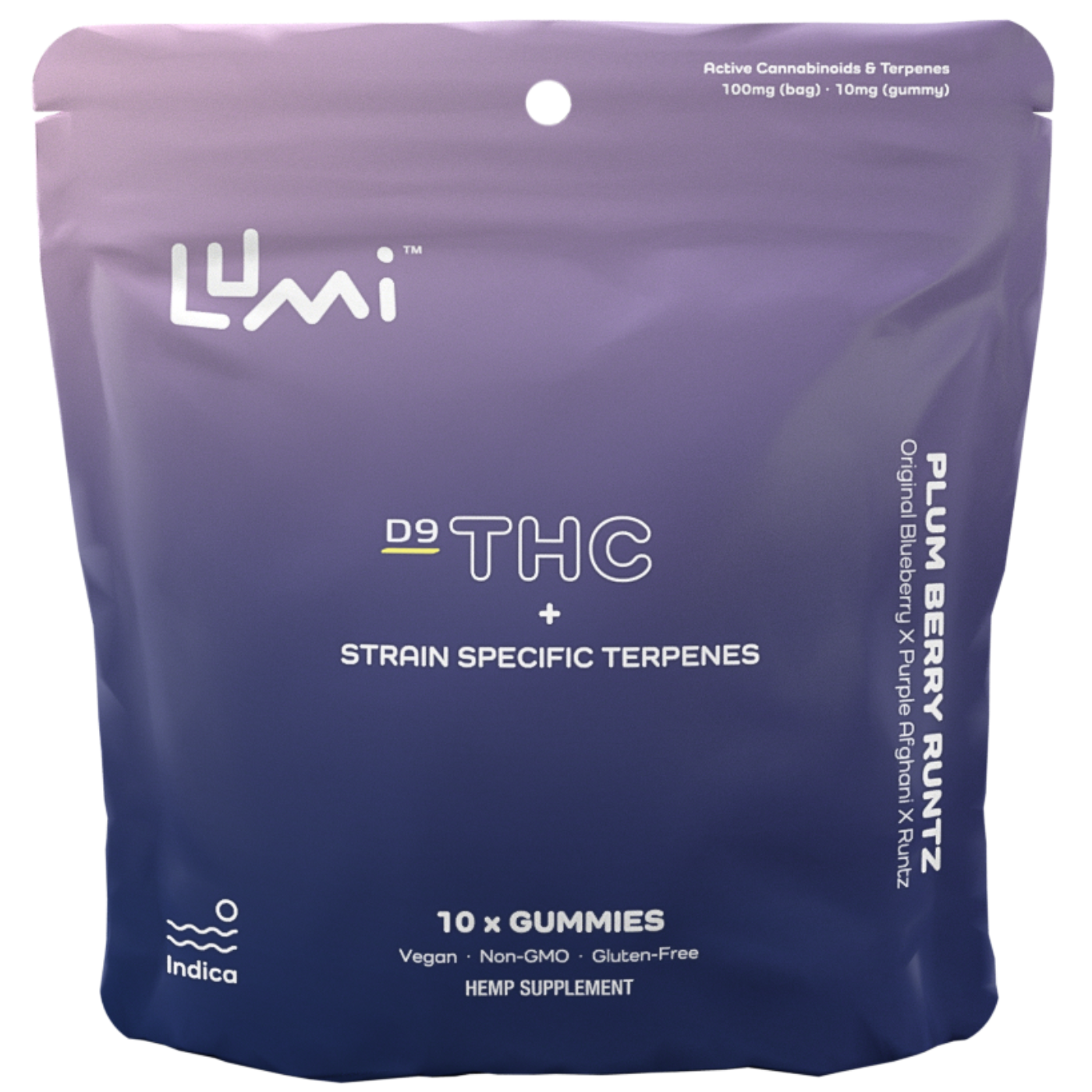 Lumi Labs | THC Gummies – Plum Berry Runtz | 5mg D9 + 5mg Strain Specific Terpenes – 15ct