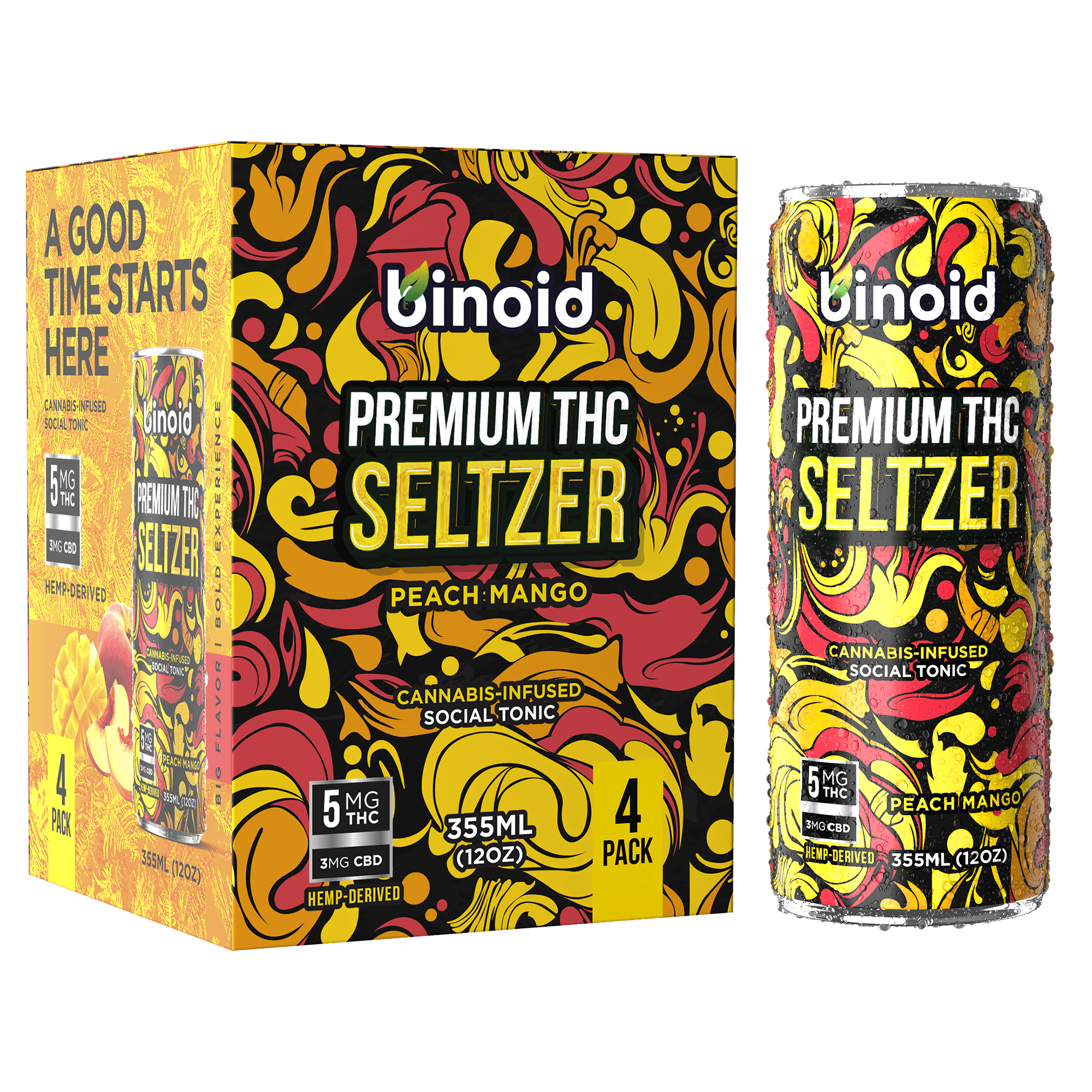 Binoid THC Seltzer – Good Vibes Cannabis Drink (4 Pack)