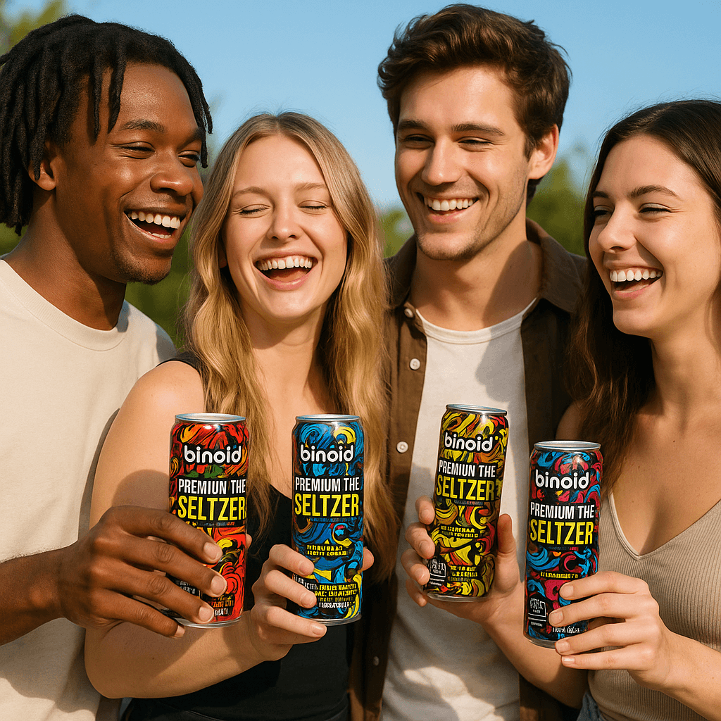 Binoid THC Seltzer – Good Vibes Cannabis Drink (4 Pack)