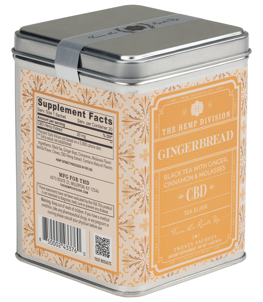 The Hemp Division Gingerbread CBD 20 MG - Tin of 20 Sachets Best Price