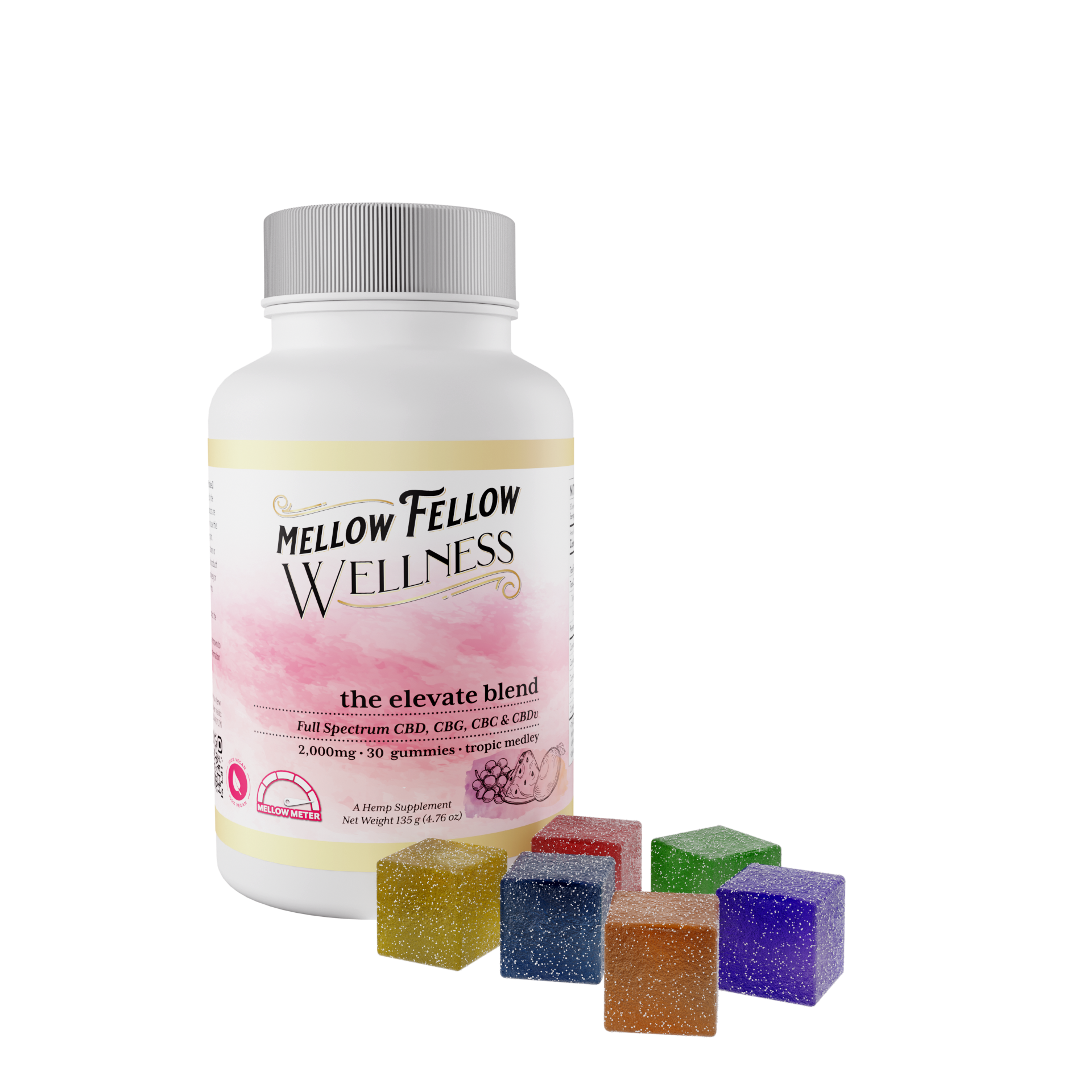 Mellow Fellow Wellness - Gummies - 2000mg - Elevate Blend - Tropic Medley Best Price