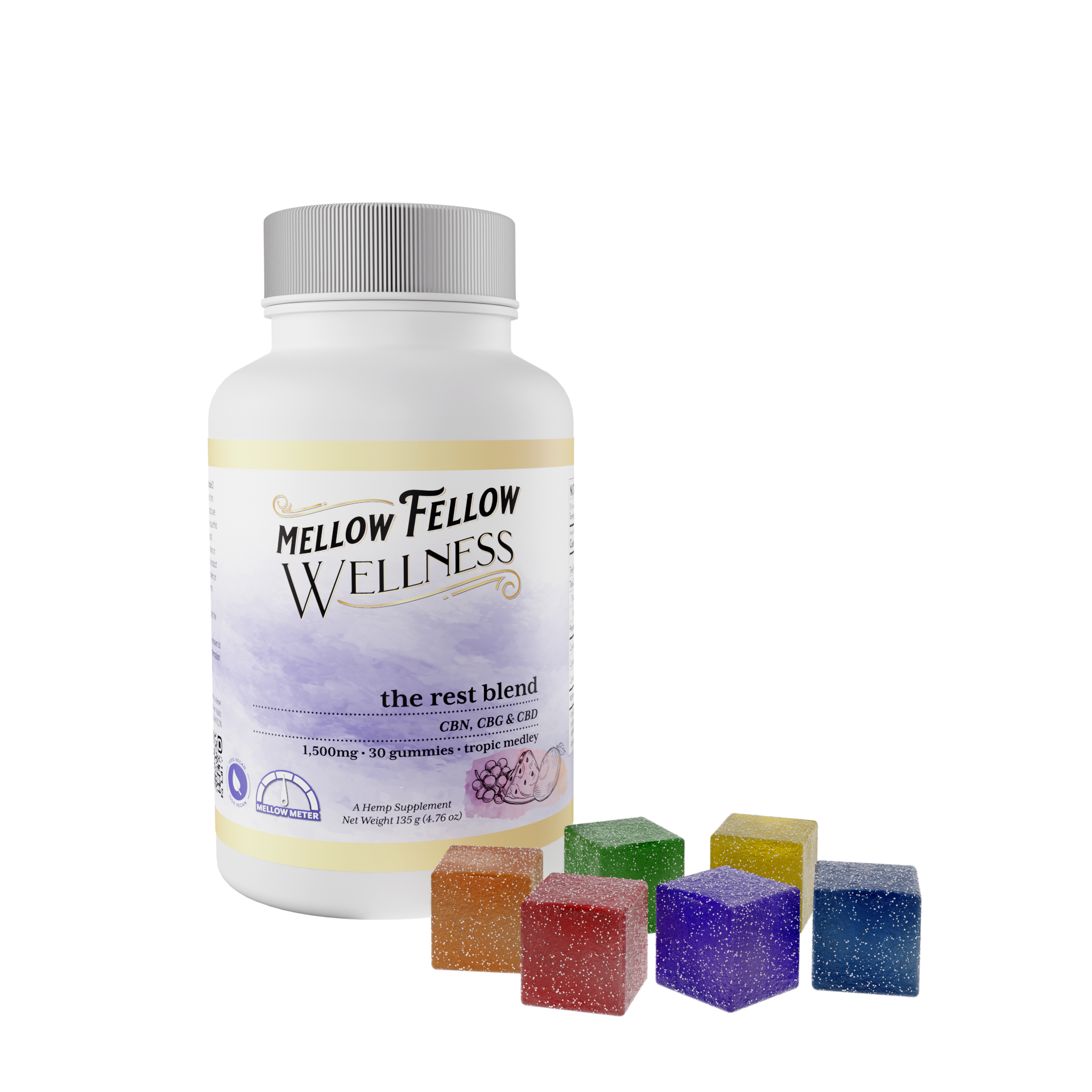 Mellow Fellow Wellness - Gummies - 1500mg - Rest Blend - Tropic Medley Best Price