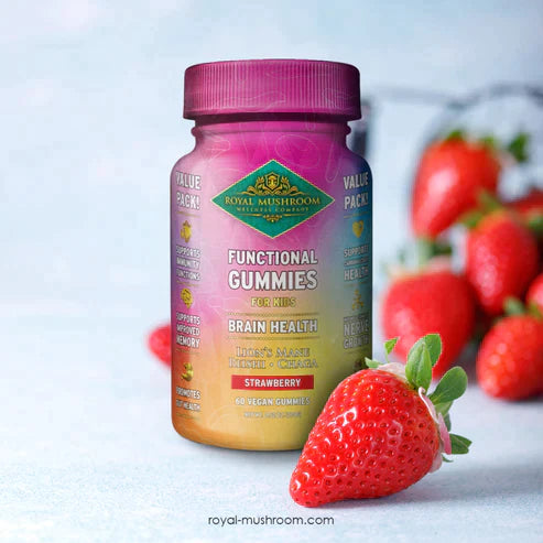 Royal Mushroom Brain Health Mushroom Mix Gummies For Kids Strawberry Flavor Best Price