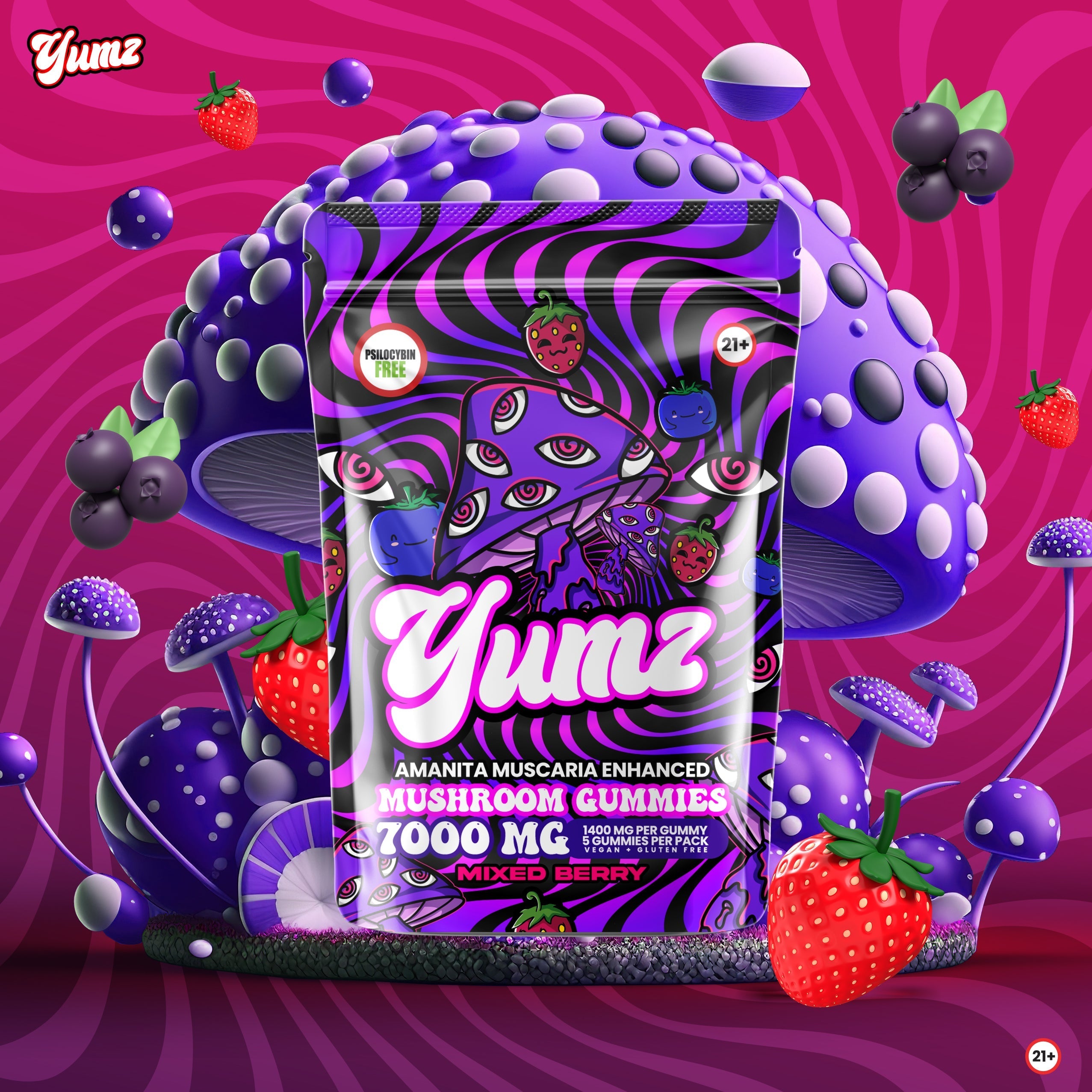 YUMZ - Mixed Berry ( Amanita Muscaria Mushroom Gummies ) Best Price