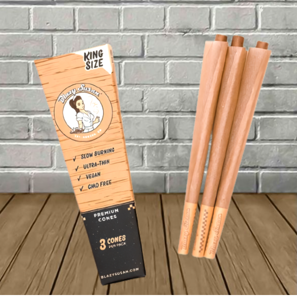 Blazy Susan King Size Unbleached Pre-Rolled Cones 3ct Best Price