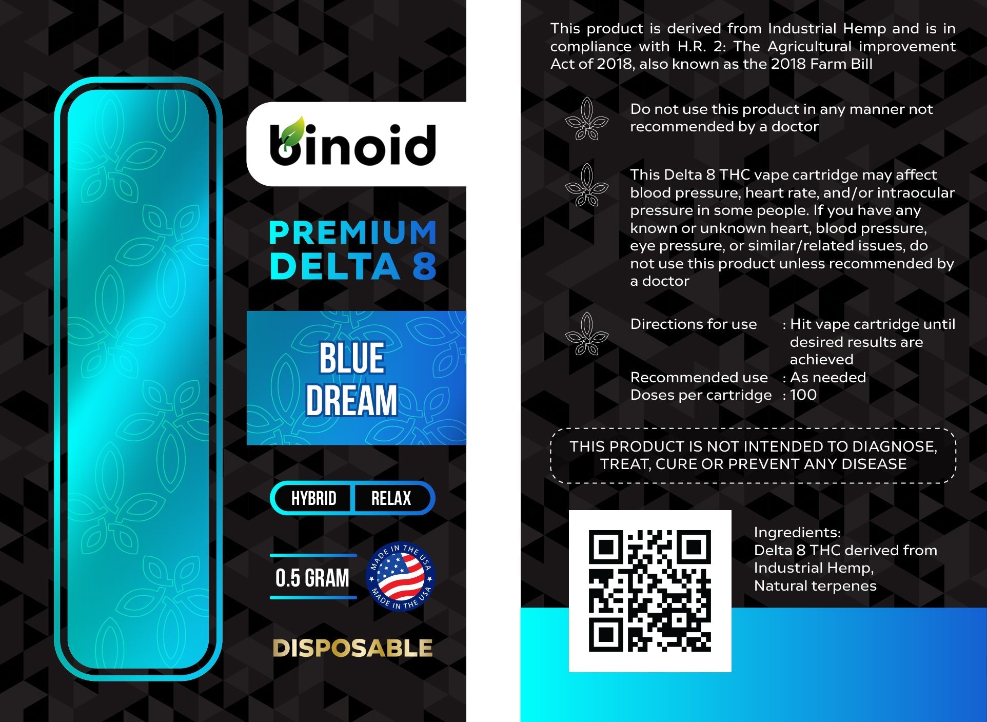 Binoid Delta 8 THC Vape Cartridge - Blue Dream Best Price