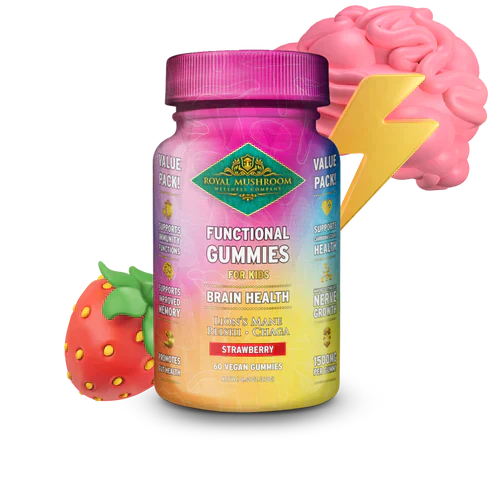 Royal Mushroom Brain Health Mushroom Mix Gummies For Kids Strawberry Flavor Best Price