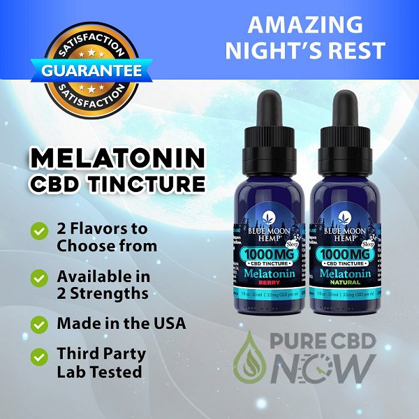 Blue Moon Hemp CBD Tincture Melatonin 500mg or 1000mg Best Price