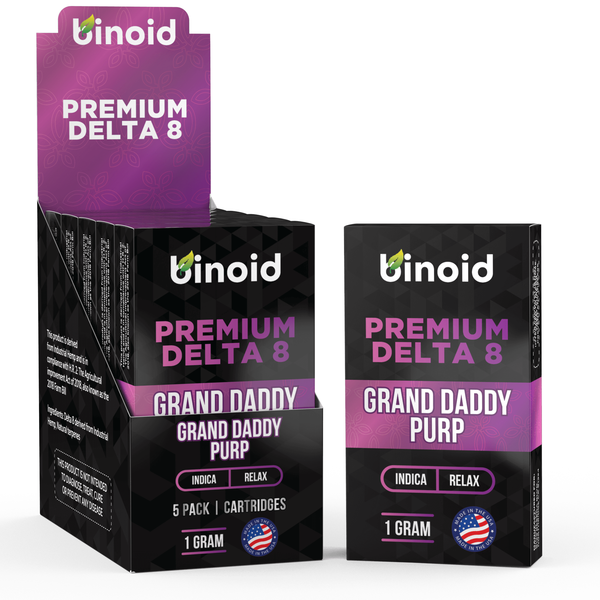 Binoid Delta 8 THC Vape Cartridge - Grand Daddy Purp Best Price