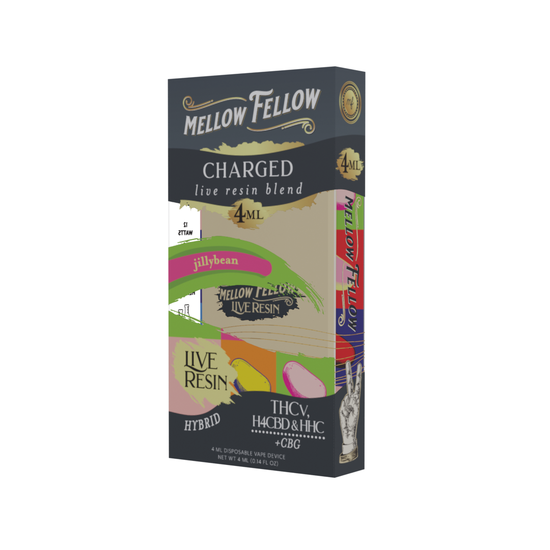 Mellow Fellow Charged Blend 4ml Live Resin Disposable Vape Jilly Bean Best Price