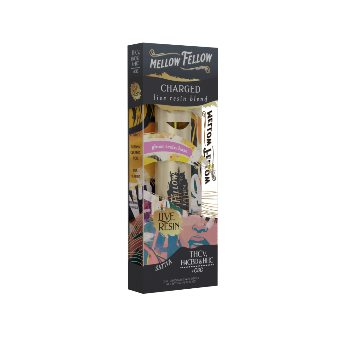 Mellow Fellow Charged Blend 2ml Live Resin Disposable Vape Ghost Train Haze Best Price