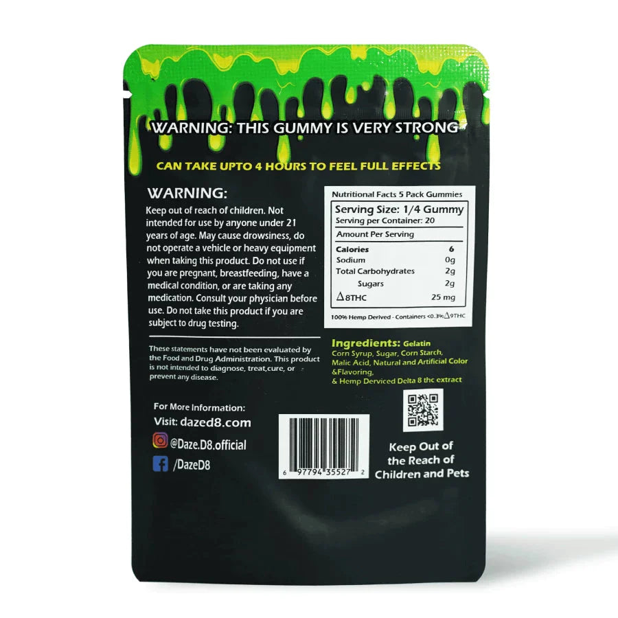 DazeD8 Sour NURDZ Delta 8 Gummies pc (100mg) Best Price