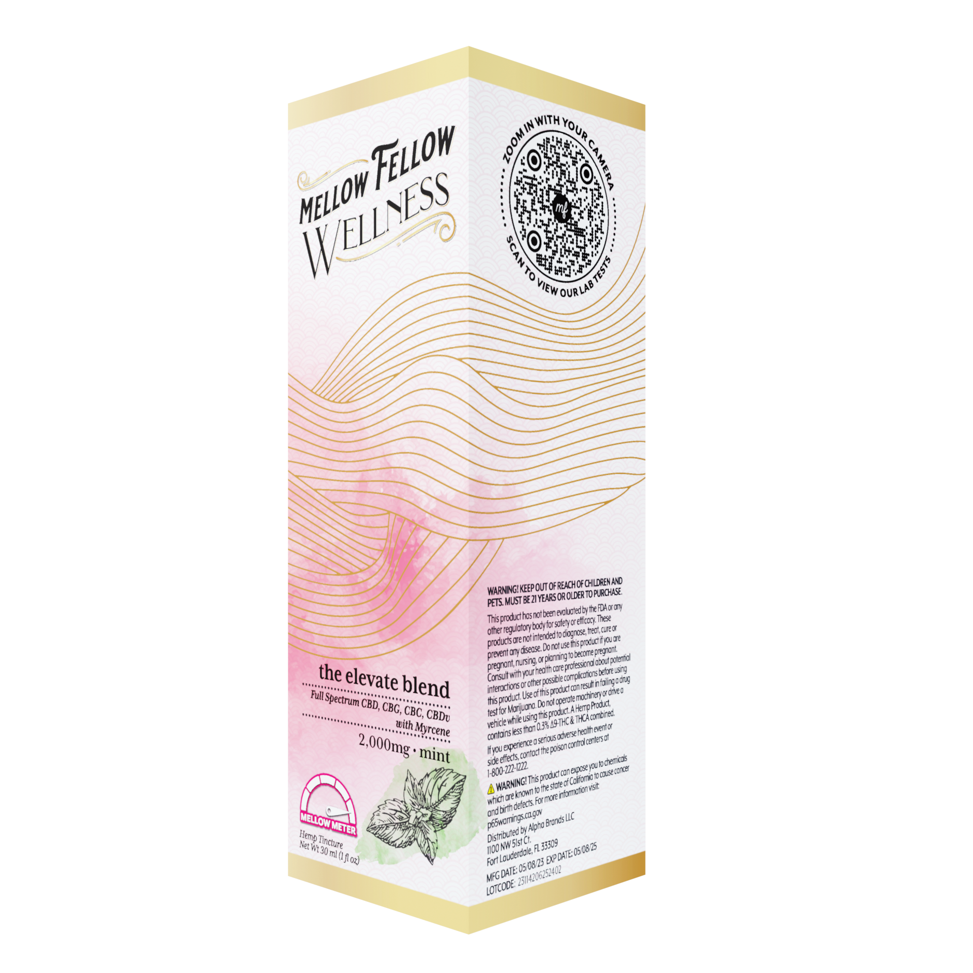 Mellow Fellow Elevate Blend CBD Tincture - 2000mg - Mint Best Price