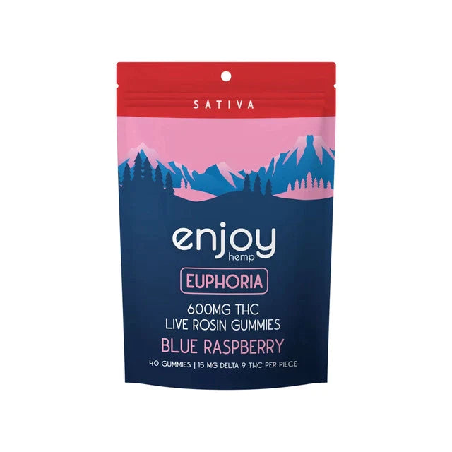 Enjoy Hemp Live Rosin Euphoria Delta 9 THC 600mg Gummies Sativa-Infused Blue Raspberry Best Price