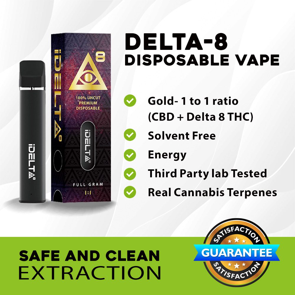 iDELTA8 Gold – Disposable Delta 8 Vape Pen + CBD 1 and 2 Gram 1:1 Best Price