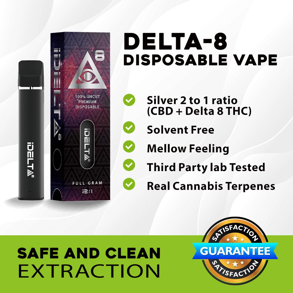 iDELTA8 Silver – Disposable Delta 8 Vape Pen + CBD 1 and 2 Gram 2:1 Best Price