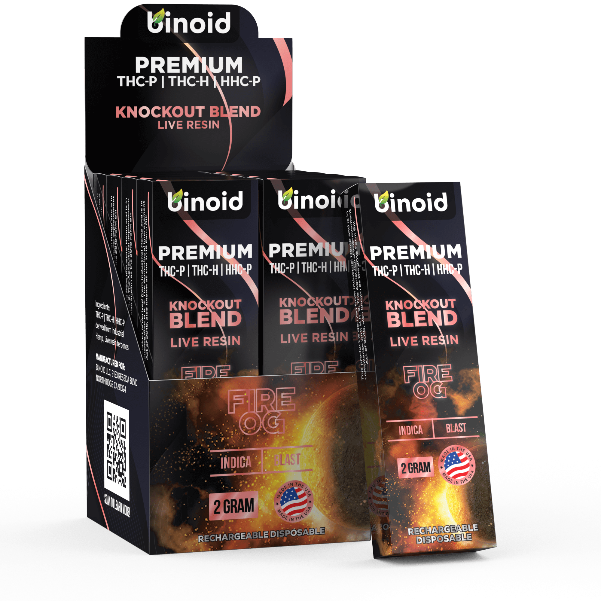 Binoid Fire OG Knockout Blend Live Resin Disposable - 2 Gram Best Price