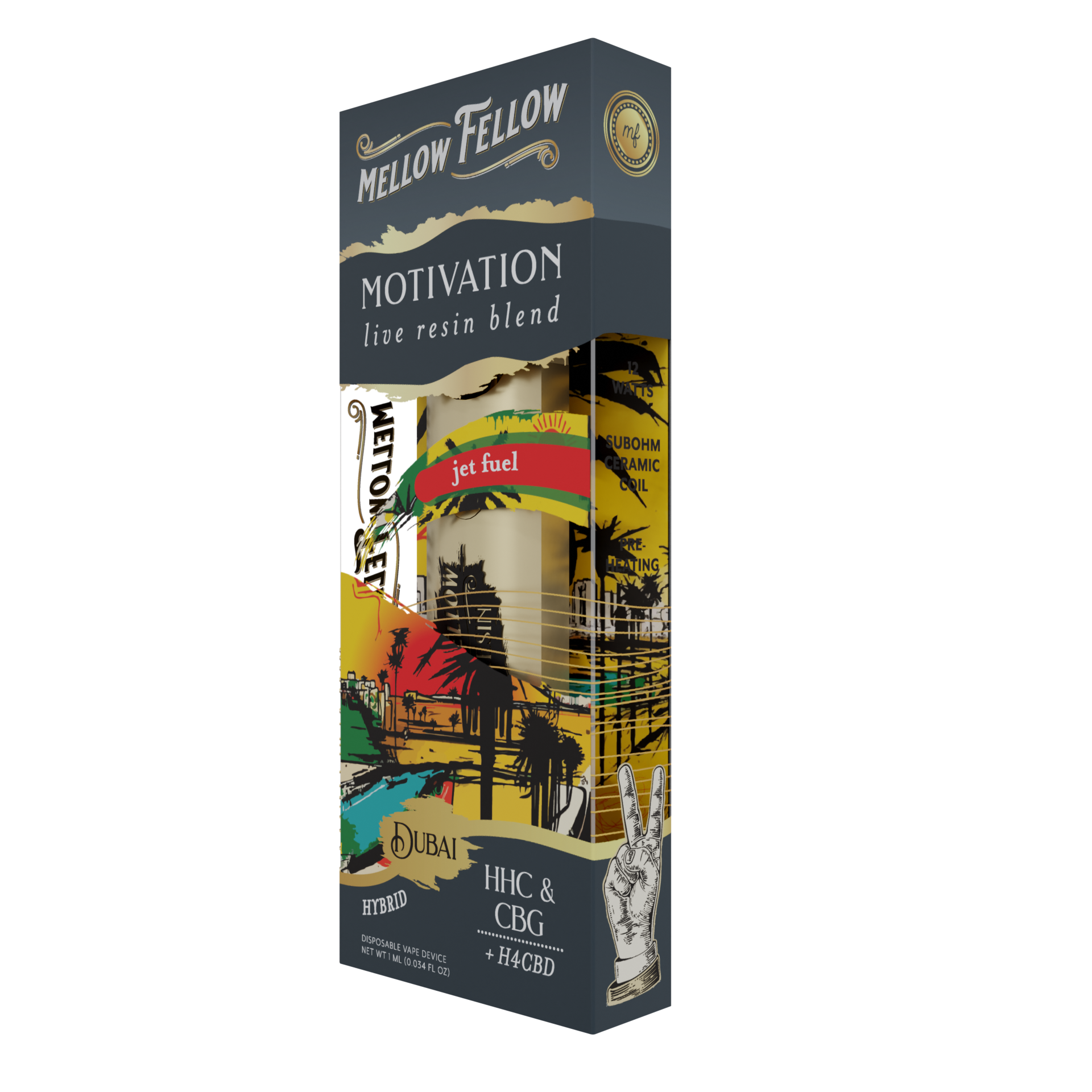 Mellow Fellow Motivation Dubai - Jet Fuel - Hybrid - 1ml Live Resin Disposable Vape Best Price