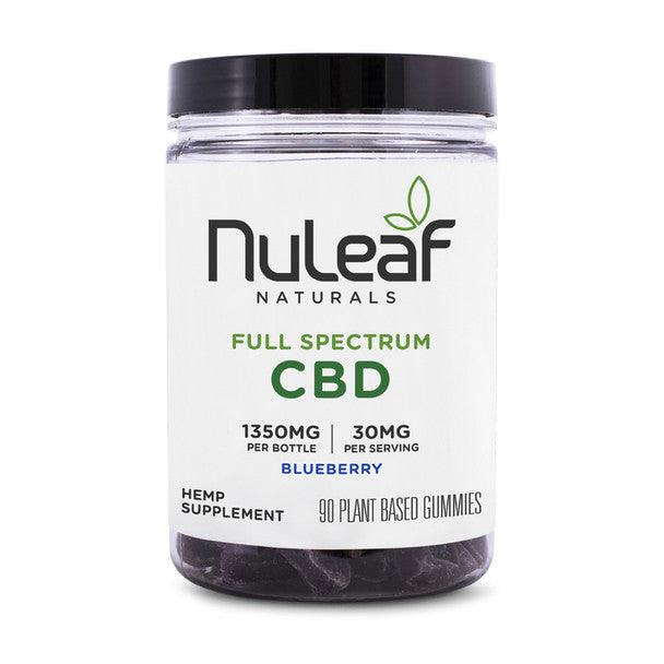 Nuleaf Naturals CBD Edible - Full Spectrum BLUEBERRY Gummies 300MG-1350MG Best Price