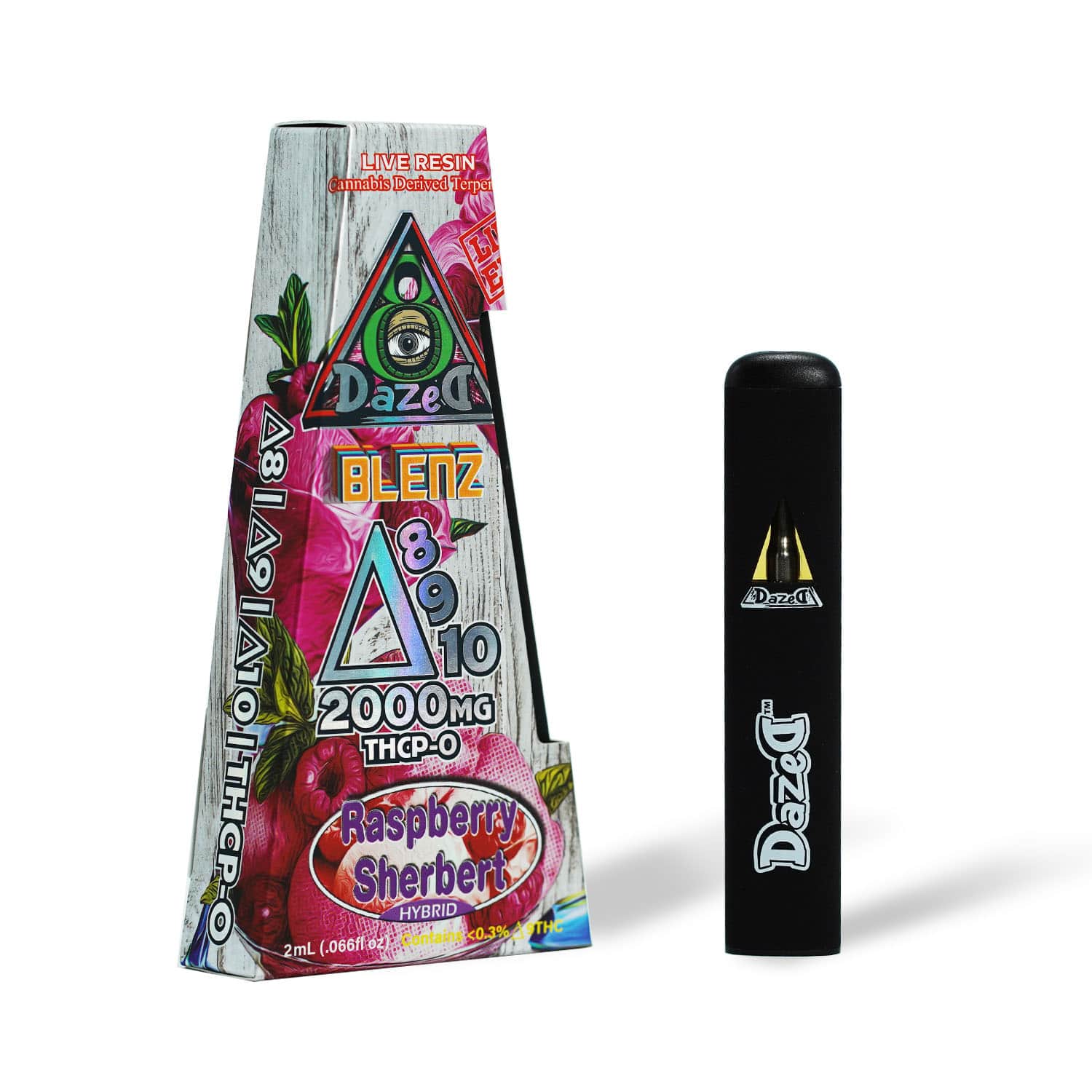 DazeD8 Raspberry Sherbert D8 + D9 + D10 + THCP-O Live Resin Disposable (2g) Best Price