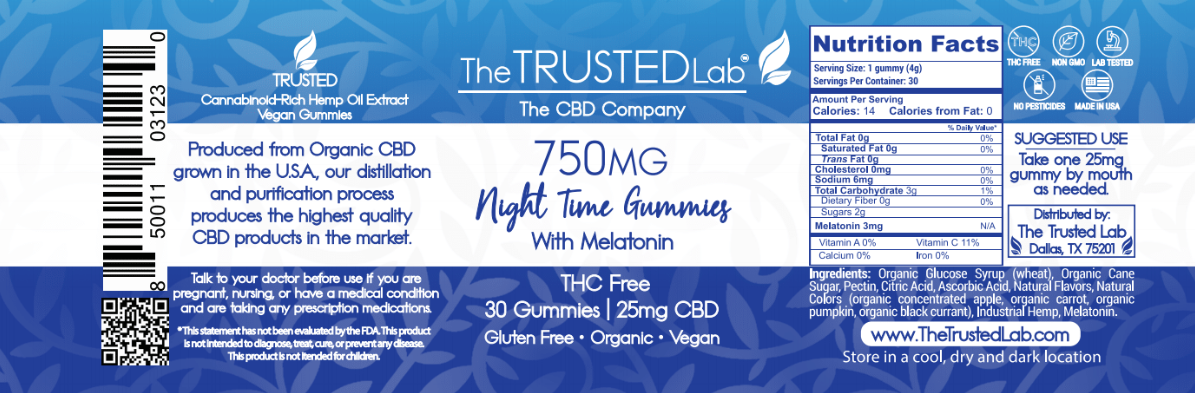 The Trusted Lab CBD Night Time Gummies with Melatonin (750 mg) Best Price
