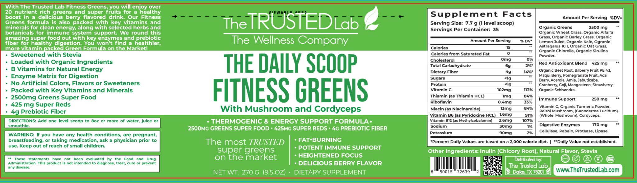 The Trusted Lab Daily Scoop Fitness Greens Best Price