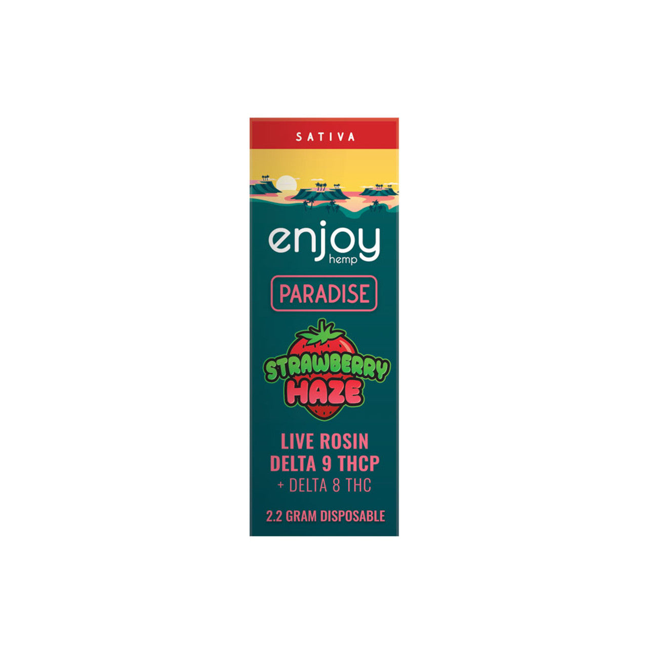 Enjoy Hemp Live Rosin Delta 9 THCP + Delta 8 THC 2.2 Gram Disposable for Paradise - Strawberry Haze (Sativa) Best Price