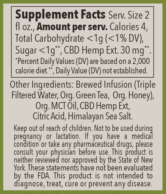 The Hemp Division Green Tea & Honey Shot - 30 MG CBD (Case of 8) Best Price