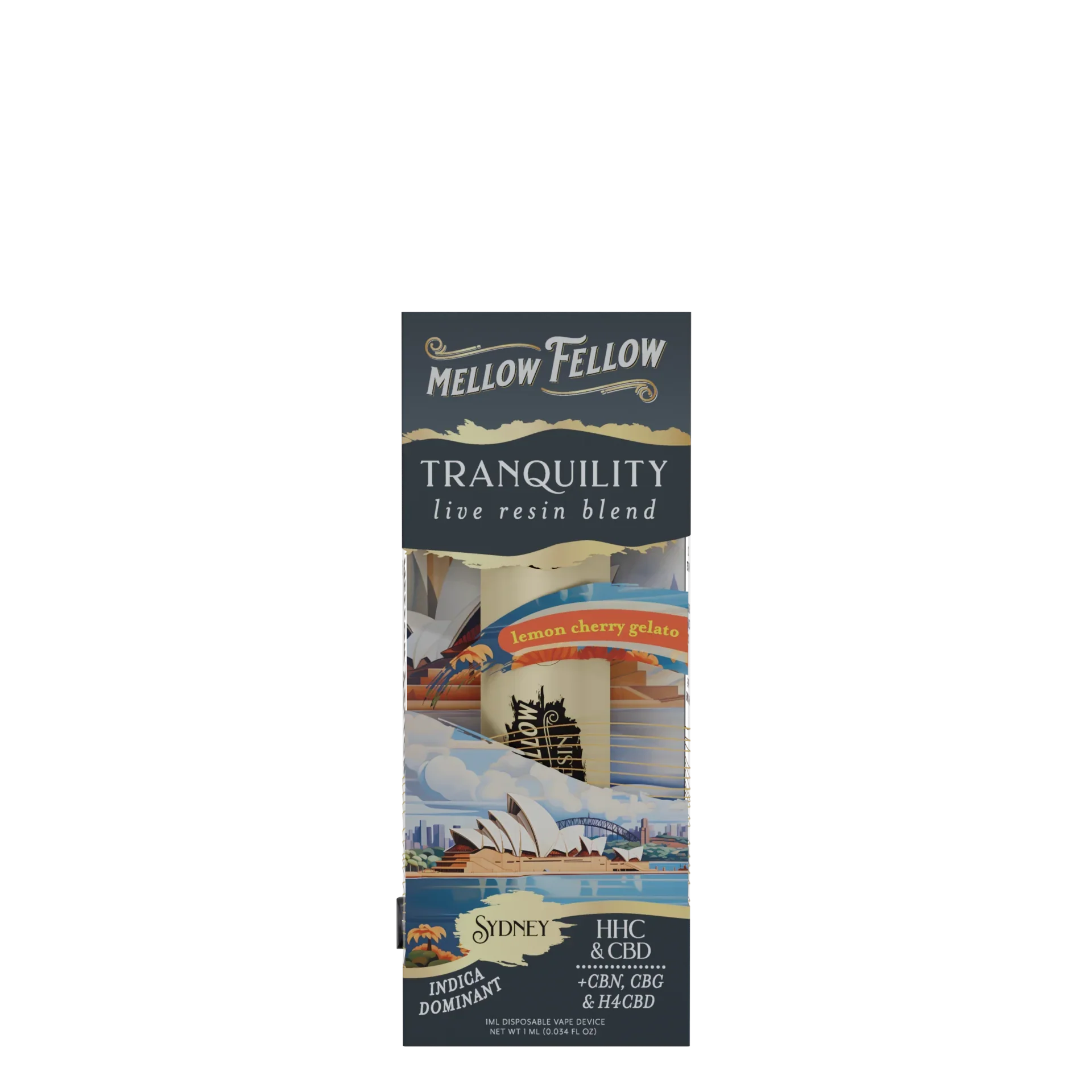 Mellow Fellow Tranquility Sydney - Lemon Cherry Gelato - 1ml Live Resin Disposable Vape Best Price