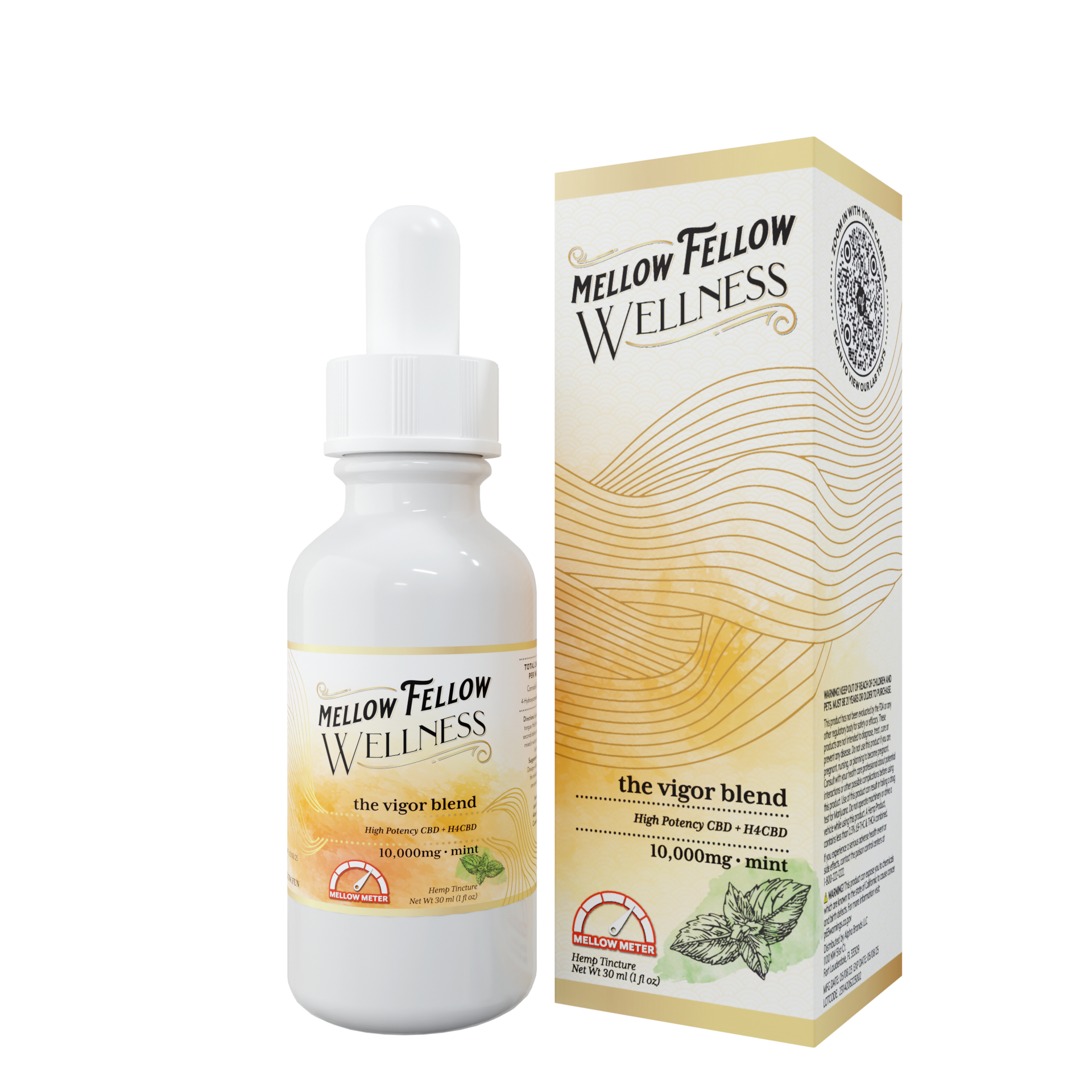Mellow Fellow Vigor Blend CBD Tincture - 10,000mg - Mint Best Price