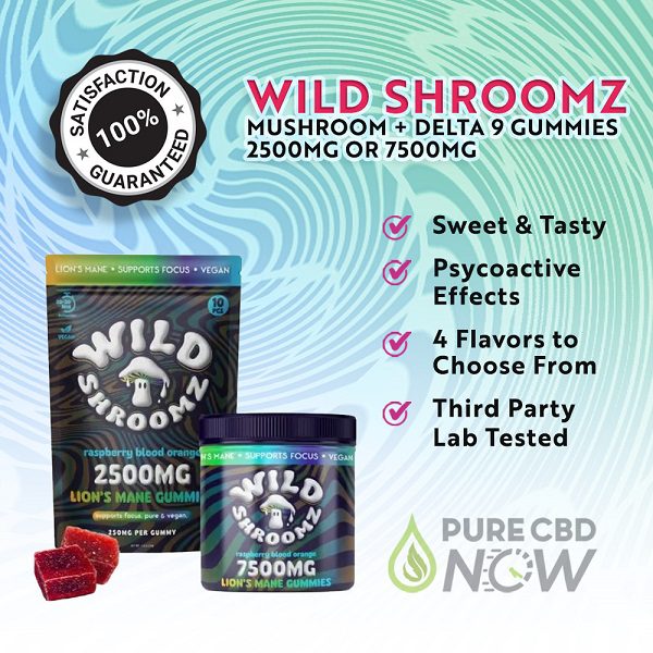 Wild Orchard Wild Shroomz Mushroom + Delta 9 Gummies 2500mg or 7500mg Best Price