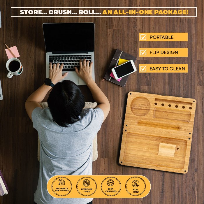 RAW Back Flip Bamboo Rolling Tray Best Price