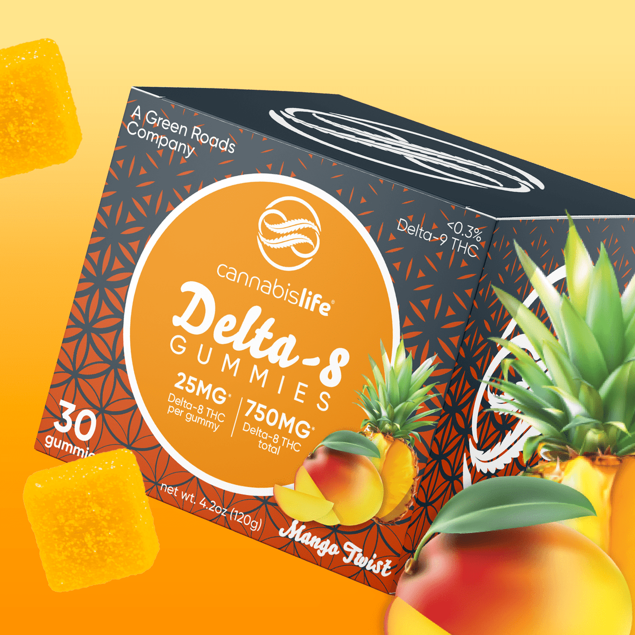 Cannabis Life Mango Twist Delta-8 Gummies - (30ct) 750mg Best Price