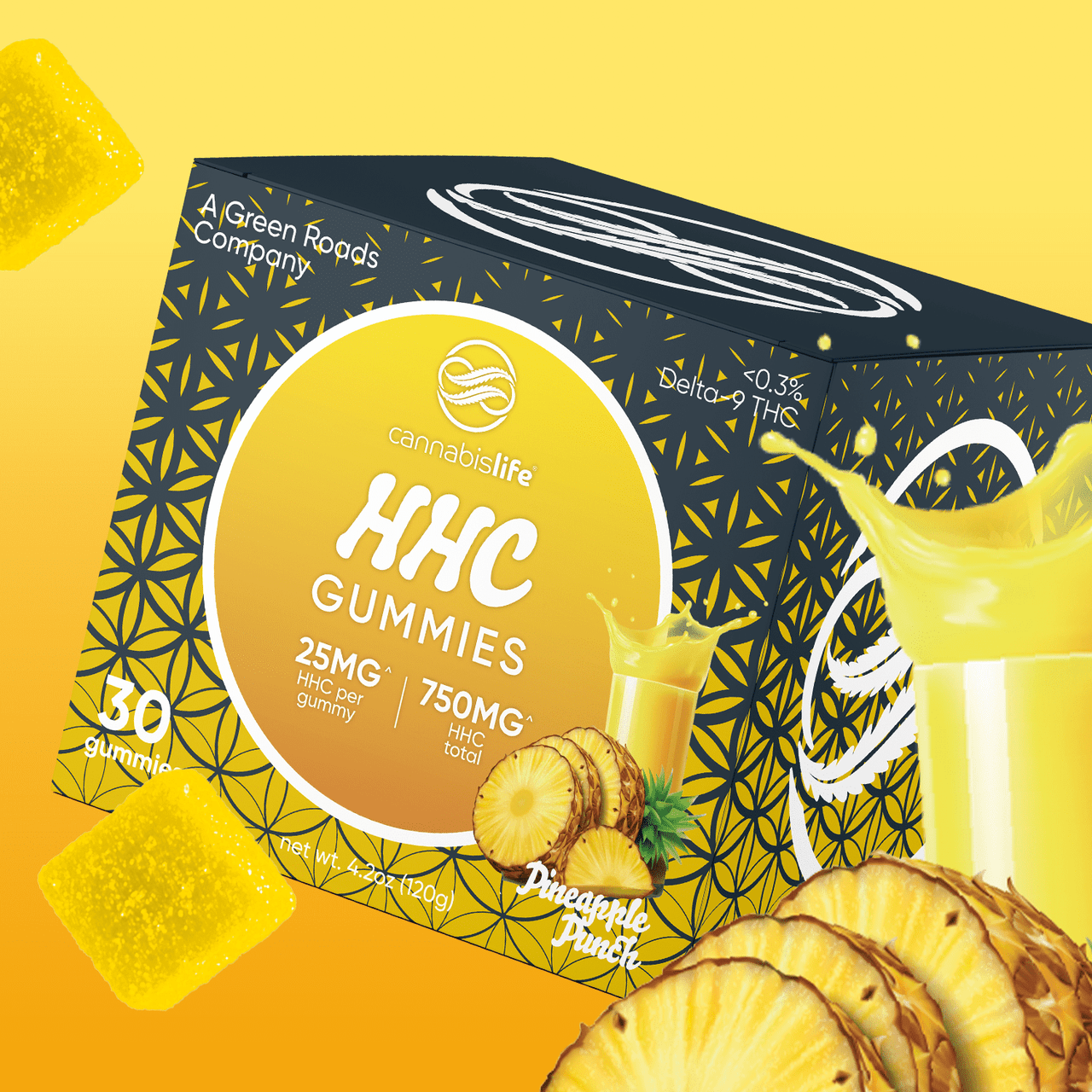 Cannabis Life Pineapple Punch HHC Gummies - (30ct) 750mg Best Price