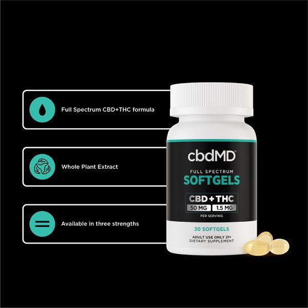 cbdMD Full Spectrum CBD Oil Softgels 30 Count Best Price