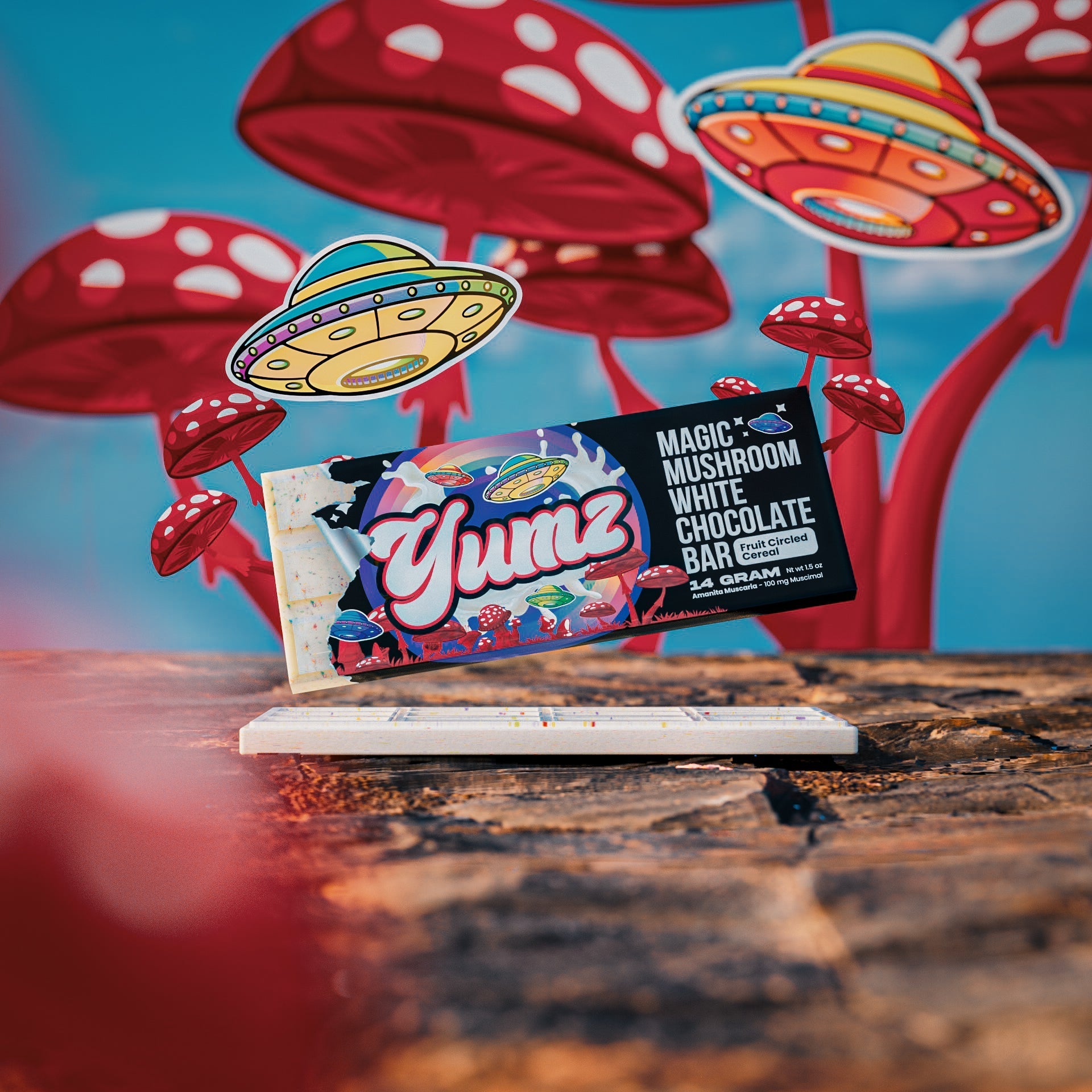 Yumz Amanita Muscaria Mushroom Chocolate Bar | White Shroom Chocolate Best Price