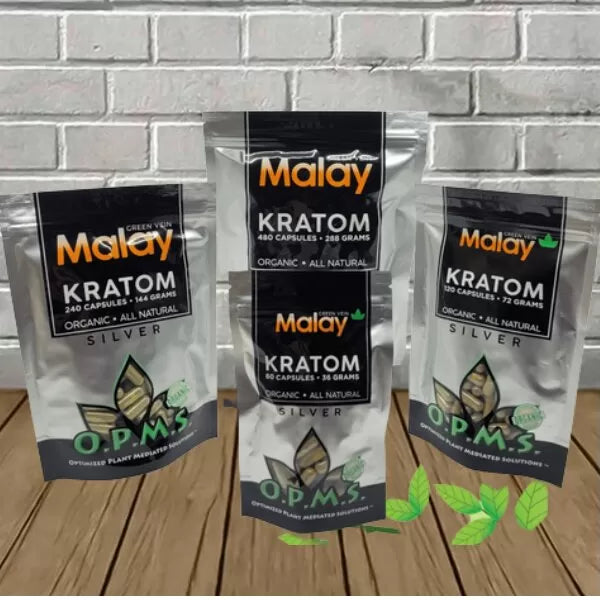 OPMS Silver — Green Vein — Malay Kratom Capsules Best Price