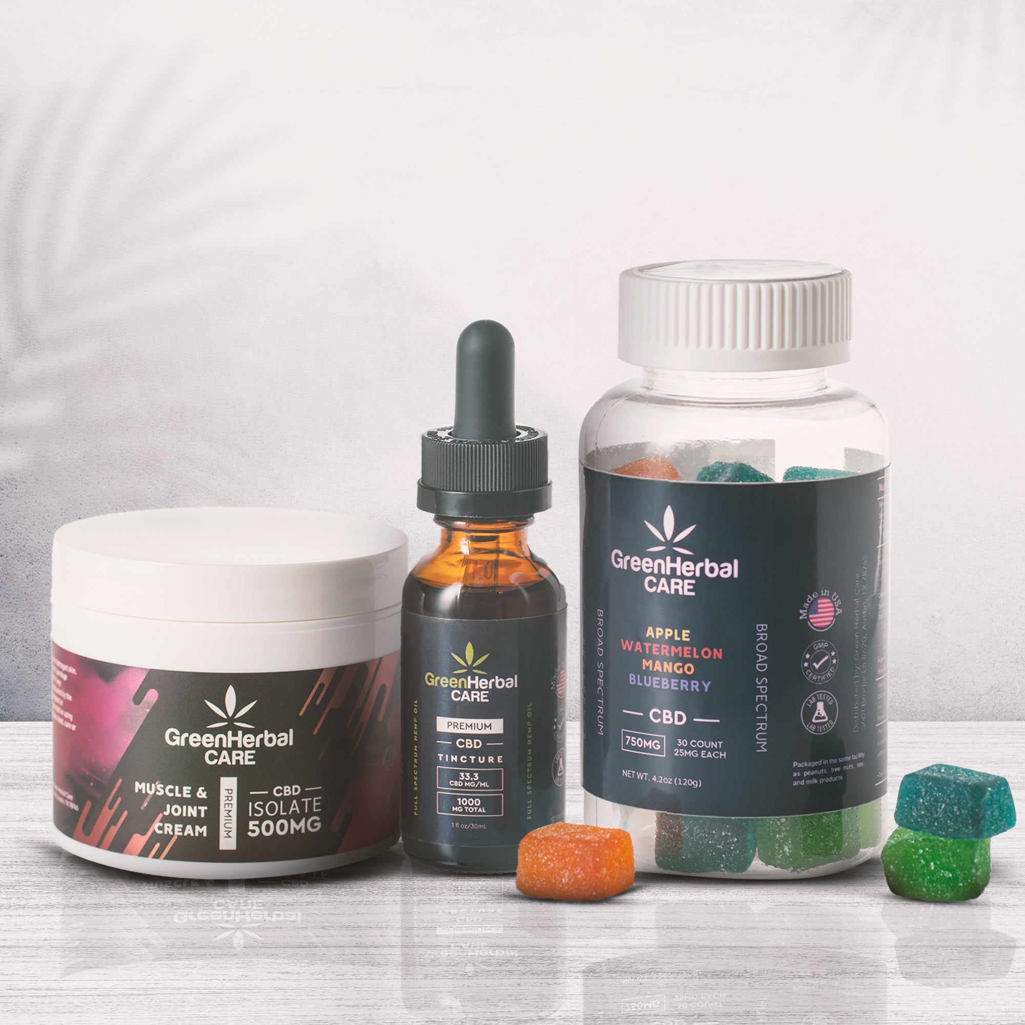 Green Herbal Care CBD Ease & Rejuvenate Bundles Gummies Oils Cream Best Price