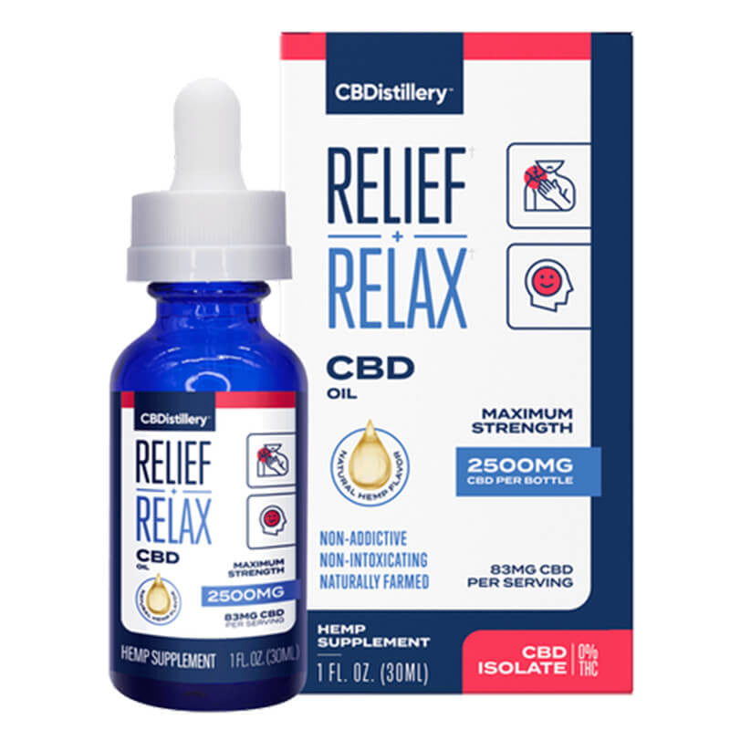 Relief + Relax CBD Isolate Oil Tincture – CBDistillery Best Price