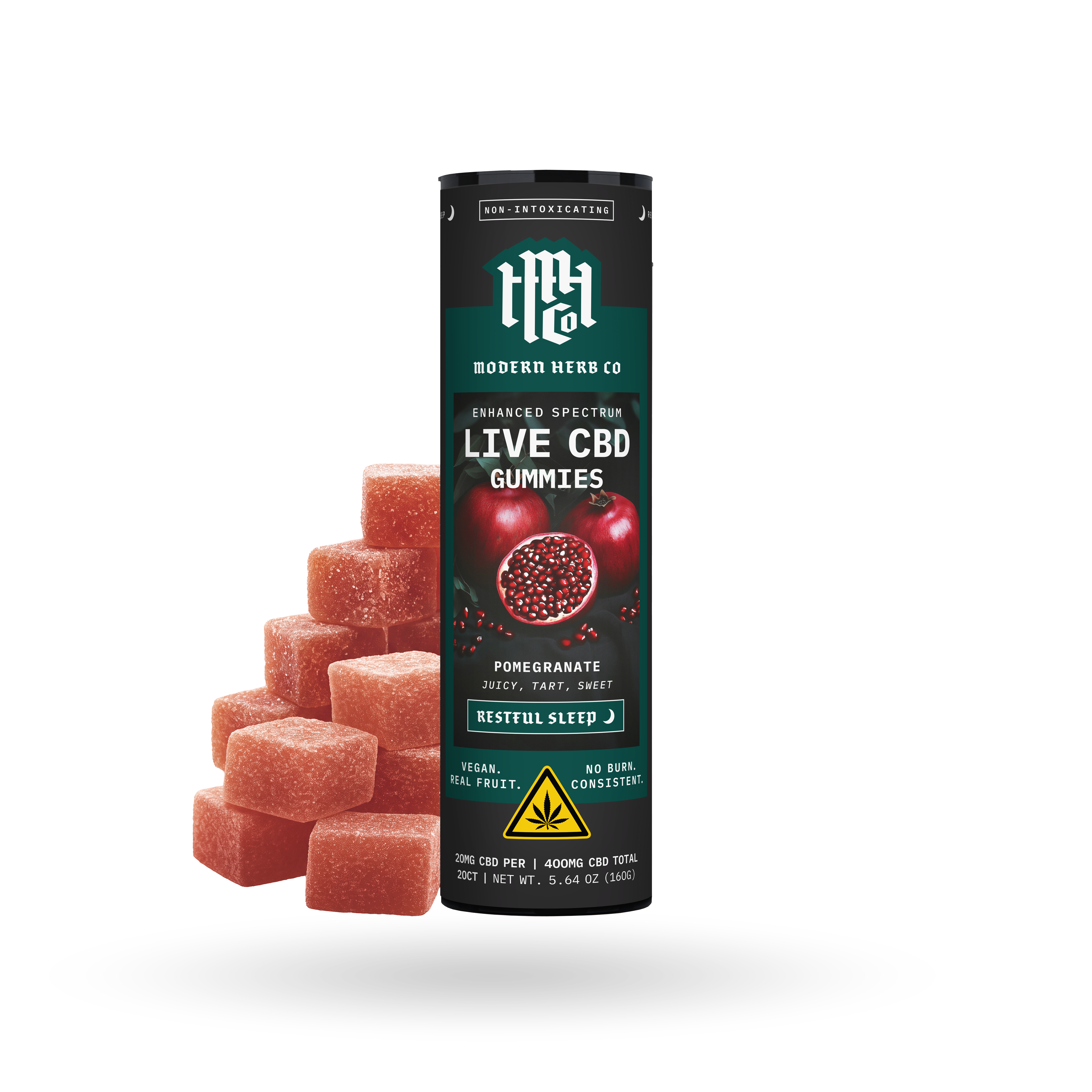 Live CBD Gummies, Enhanced Spectrum, Pomegranate, Indica, 20mg, 20ct