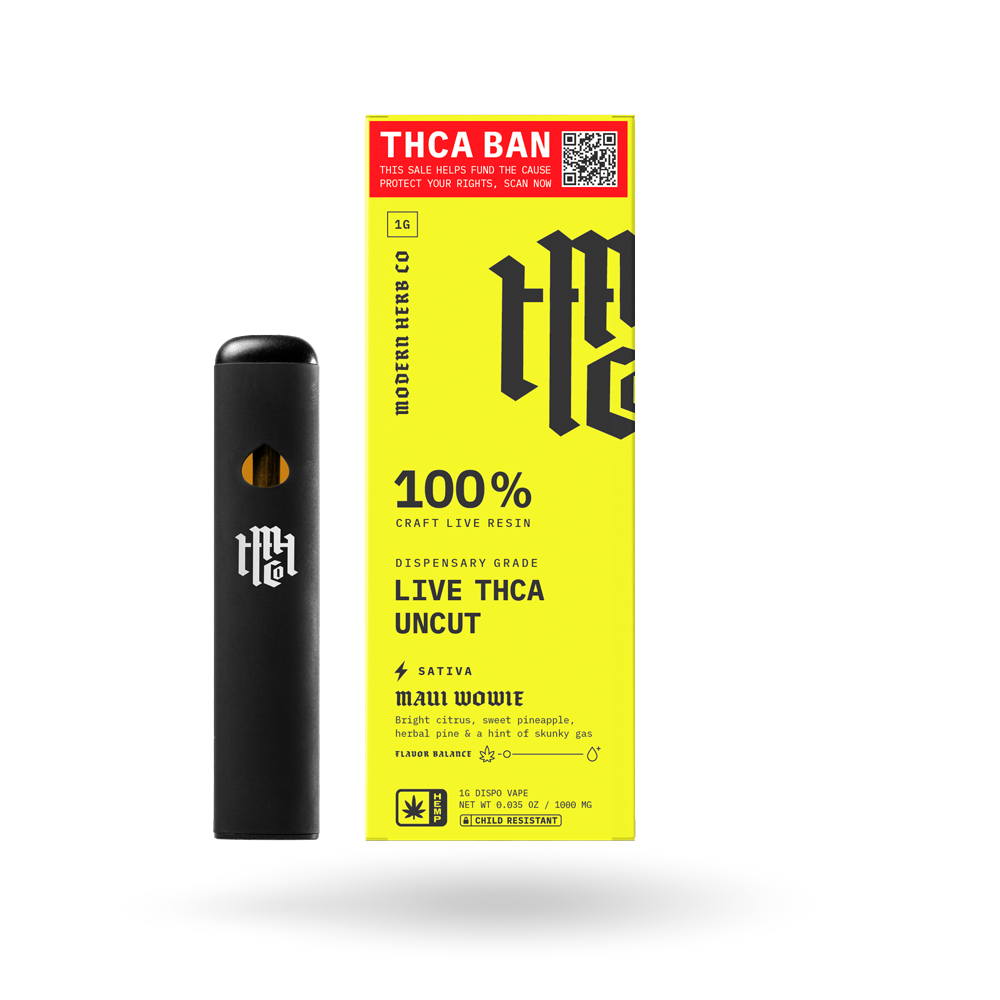 THCa Live Resin Disposable Uncut: Maui Wowie (Sativa) - 1g